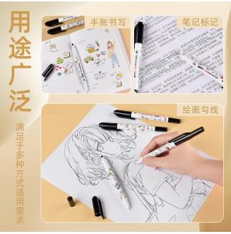 7天脱帽不干小狗图小双头勾线笔