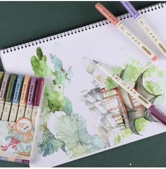 柔韵笔国韵色12色套装小楷秀丽笔