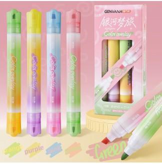 银河梦旅双头叠色4支装荧光笔