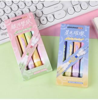 银河梦旅双头叠色4支装荧光笔