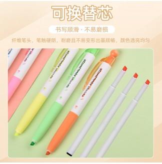 圆球按动荧光色4mm可换芯荧光笔