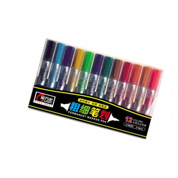 粗细笔划大双头12色套装记号笔