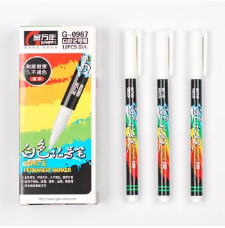白色水性墨水细笔划圆头记号笔