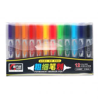 粗细笔划大双头12色套装记号笔