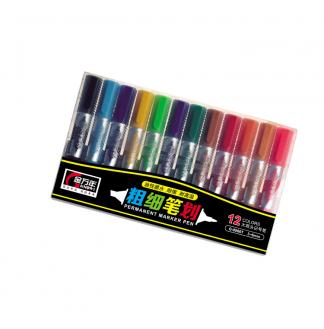 粗细笔划大双头12色套装记号笔