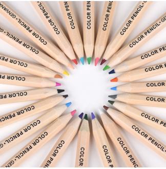原木彩色铅笔88m短杆圆纸桶装24色木杆铅笔