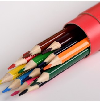 跳跳海豚三角木杆圆纸筒12色彩色铅笔(G-2628(12))