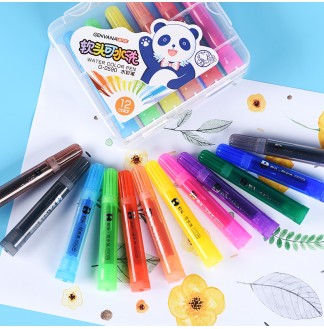 软头可水洗短杆熊猫12色水彩笔(G-0590)